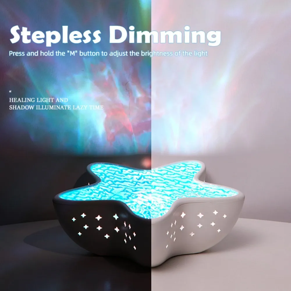 Lámpara de proyector de ondas de agua de estrella de mar, efecto de luz holográfica del océano de 7 colores, luz nocturna terapéutica para regalo de ayuda de relajación/sueño