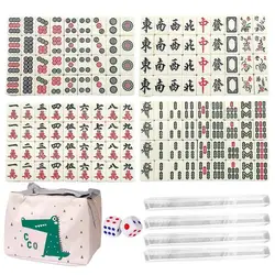 144pcs Chinese Mahjong Game Set With Storage Bag Traditional Mini Mahjong Tiles Chinese Version Board Games Party Supplies