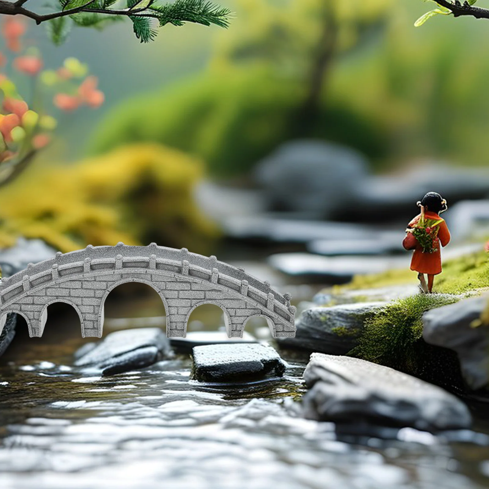 جسر حجري لديكور المناظر الطبيعية الصغيرة مصنوع يدويًا بونساي مصغر لحوض السمك وخزان الأسماك وحديقة سطح المكتب