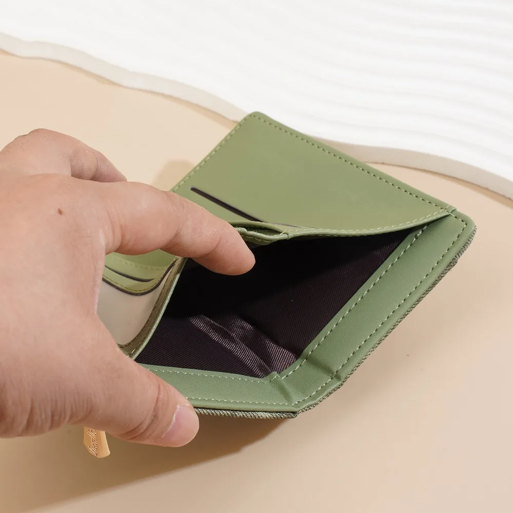 Ins أنيقة المرأة محفظة قصيرة سعة كبيرة بولي Leather الجلود العلامة التجارية الإناث المحافظ بلون بسيط البنك/الهوية/بطاقات الائتمان حقيبة سيدة #4