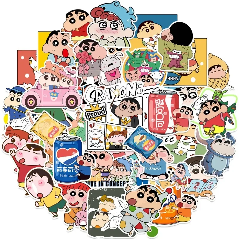 50PCS Cartoon Cute Crayon Shin-chan Stickers Notebook Phone Case Water Cup Luggage Guitar Computer Decoration Stickers Wholesale