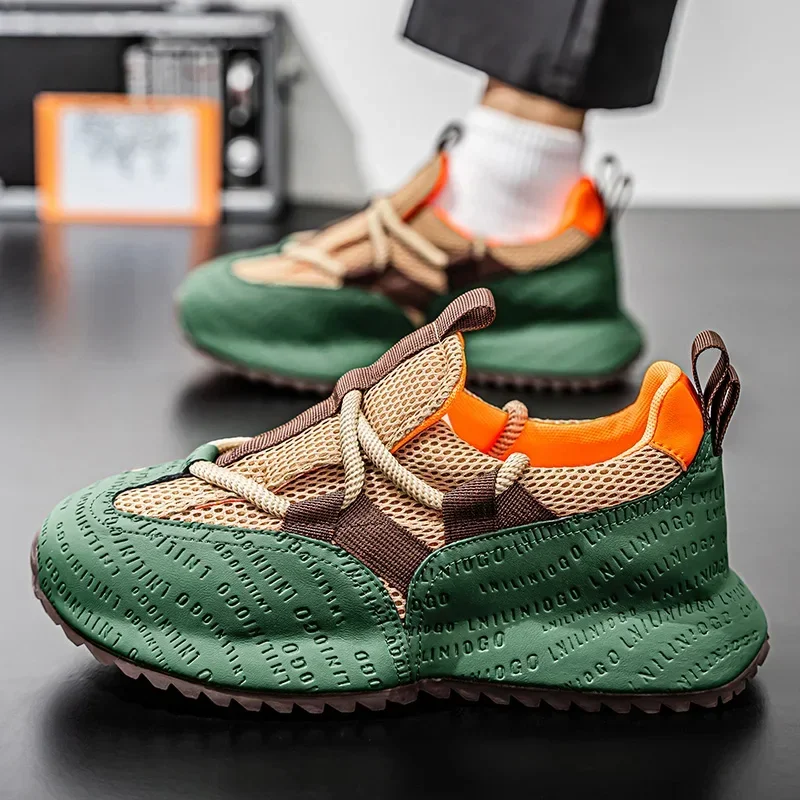 피파트부 남성용 청키 스니커즈 디자이너 커버 바닥 패션 편안한 캐주얼 신발 통기성 키높이 신발