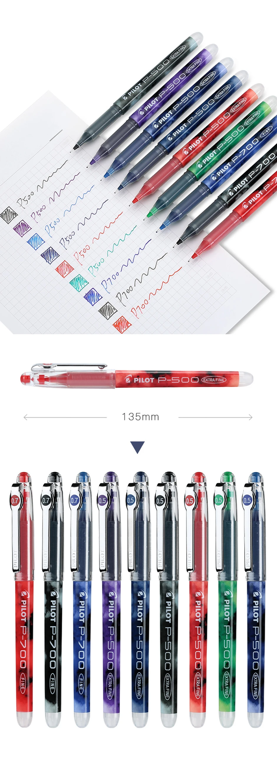1 Stück Pilot-Gelstift BL-P500/BL-P700, Nadelspitze mit großer Kapazität, schnell trocknend, glatt, 0,5/0,7 mm, Schulbedarf, Bürozubehör – Detail 7