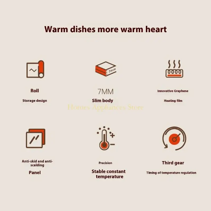 D0AB طاولة الطعام لوحة التسخين السيليكون التدفئة صينية التحكم في درجة الحرارة وسادة التدفئة