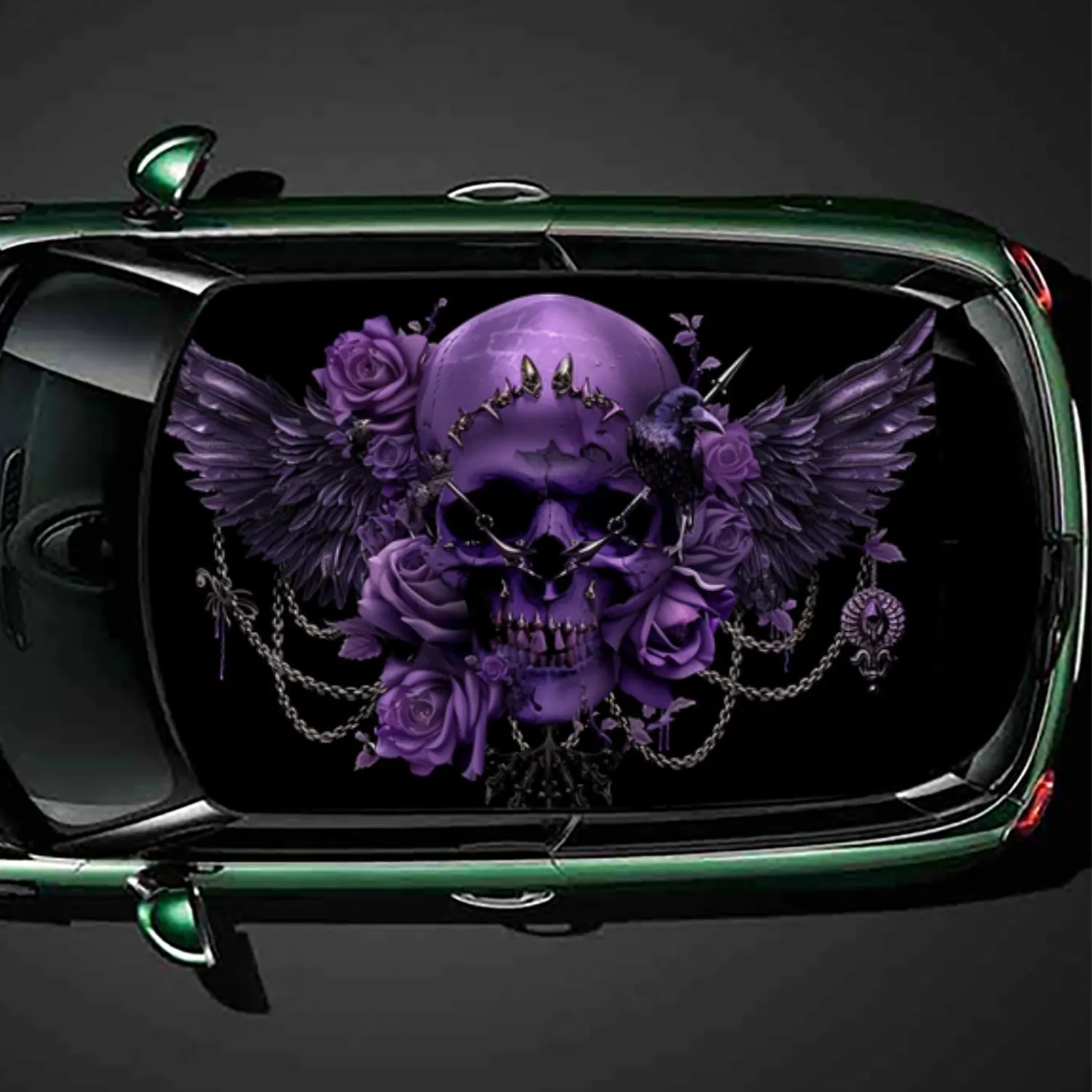 

Purple Charming Skull PVC Car Roof Sticker, Self-Adhesive Waterproof Car vinyl Decal, Car Decoration Protection Stickers, Easy I
