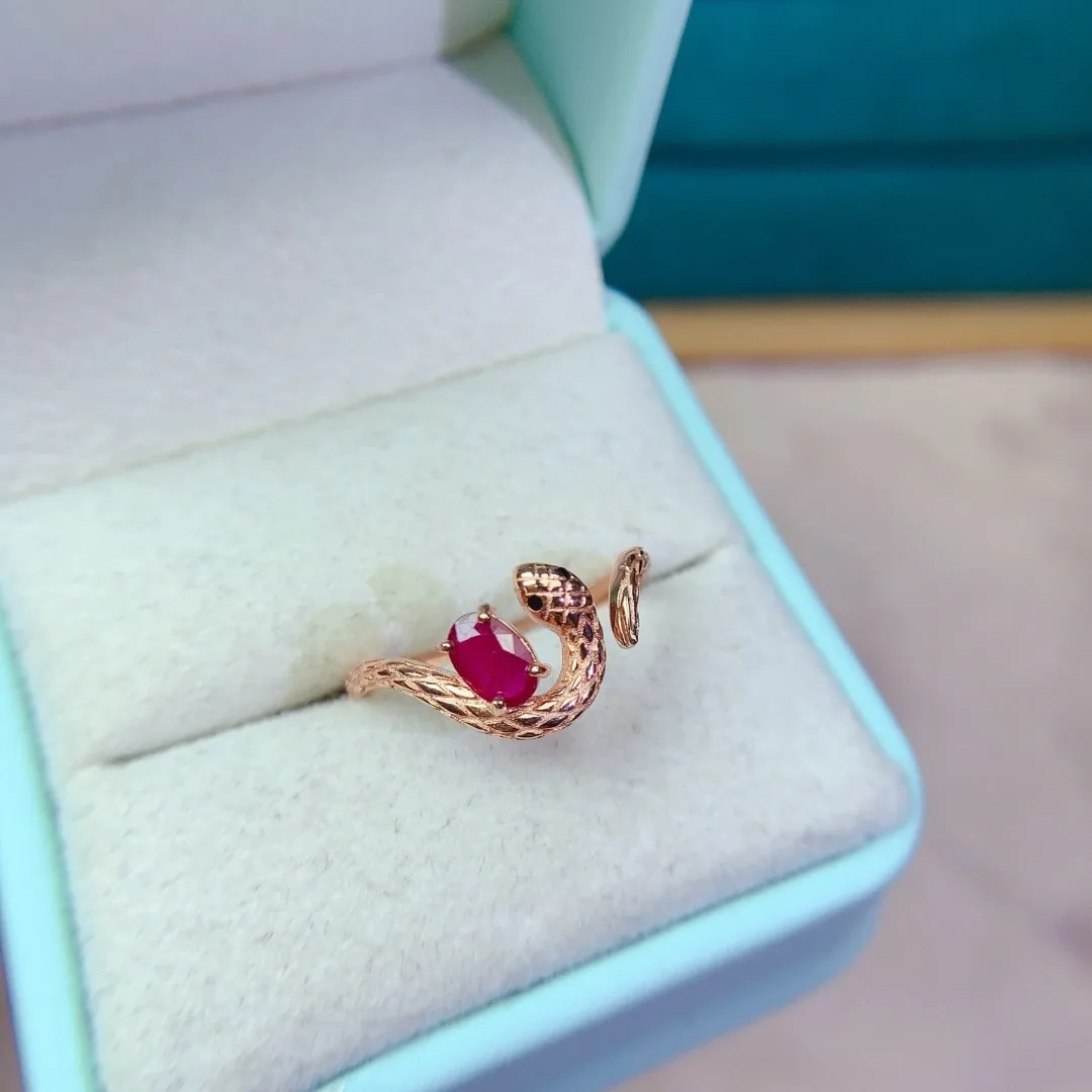 

Natural Ruby Ring S925 Silver Premium Lightweight Luxury Jewelry Festival Gift Exuding Elegance Grace Romantic Sophistication