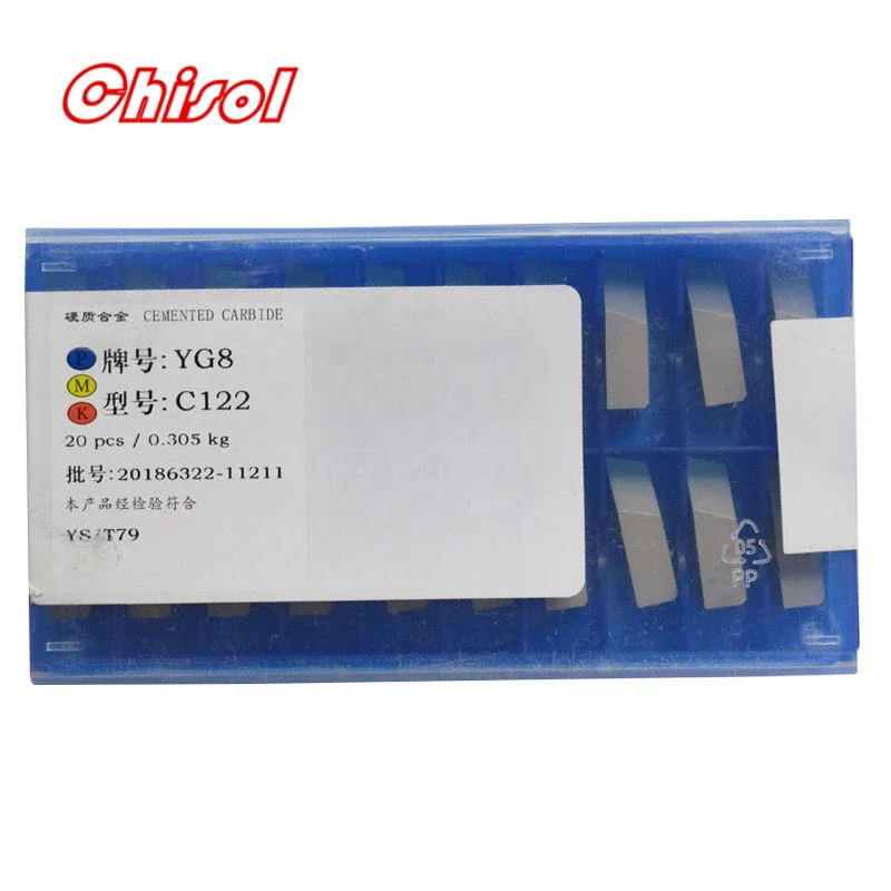 20pcs/box C122 YT5 YW2 YW1 YT15 YT14 YG6 YG8 Carbide Brazed Inserts Welding Tips Blade Cutter Cutting Tools