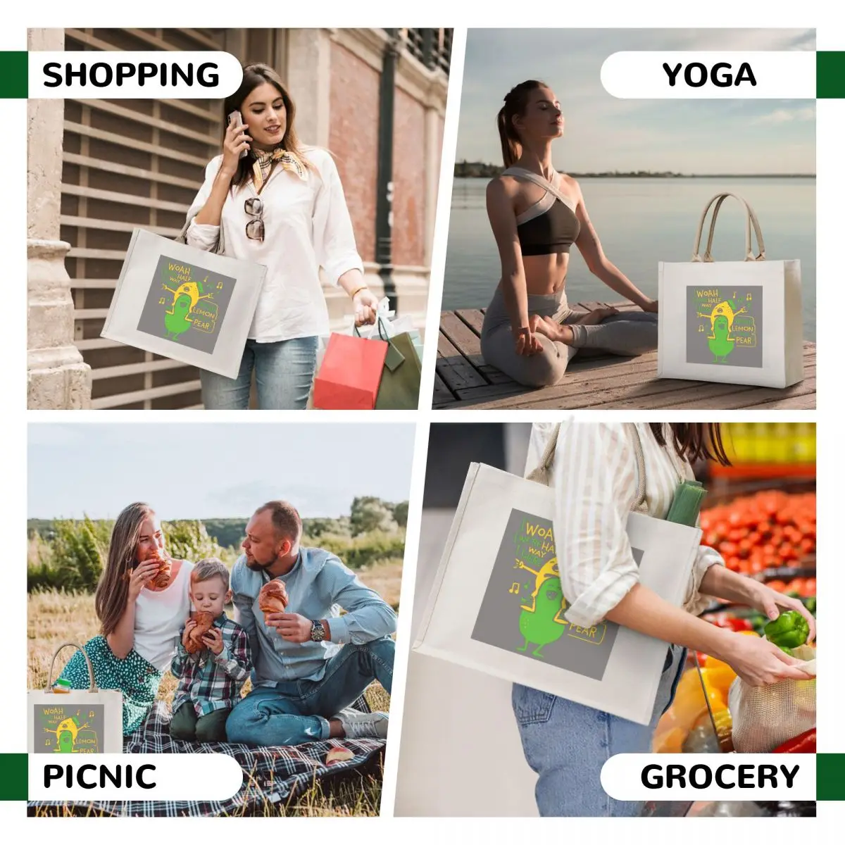 Lemon on a Pear Tote Bag Reusable bags tote bags aesthetic personalized tote bag canvas shopping bag