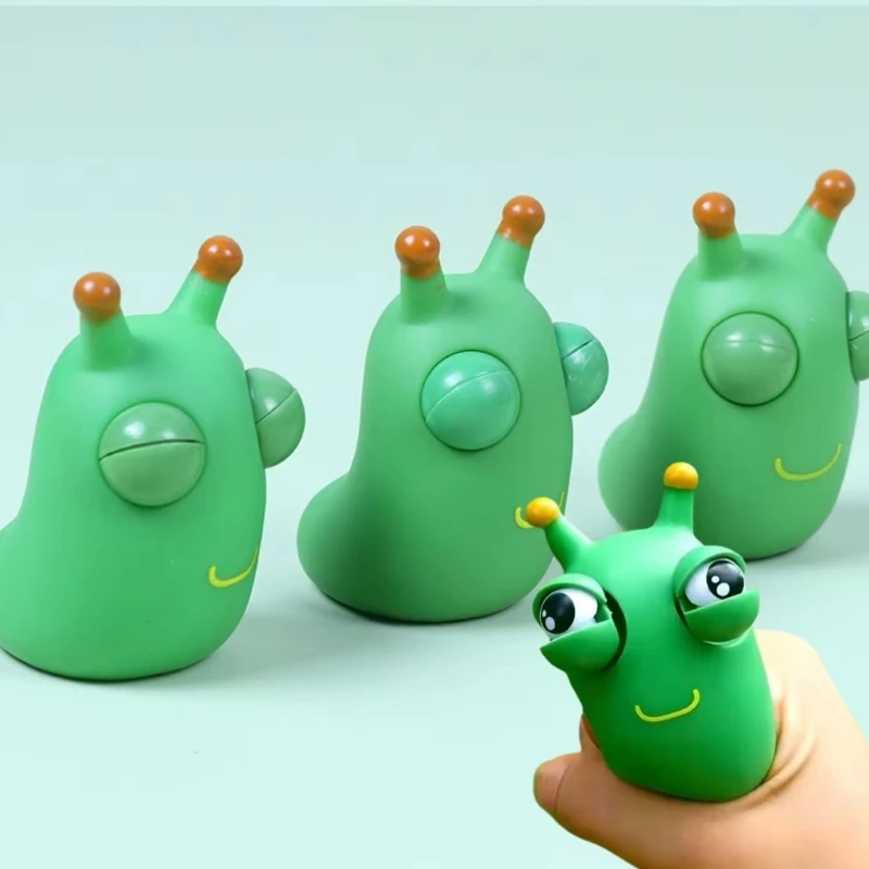 1/3PCS Novelty Green Worm Squeeze Toys Eye Fidget Sensory Stress Relief Toy for Kids & Adults Funny Birthday Gifts