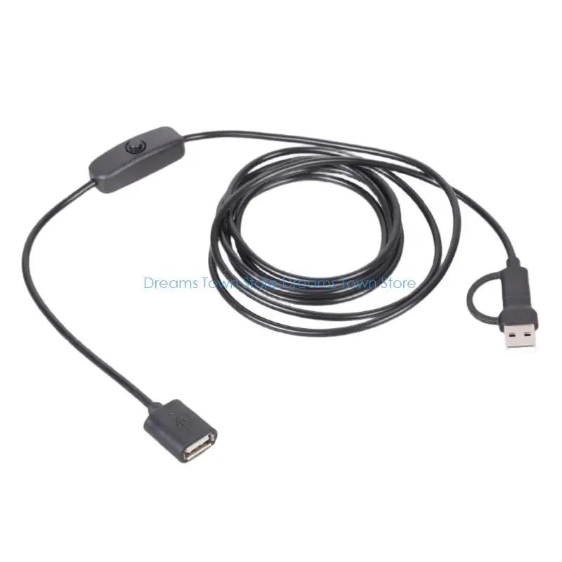 HX6A Flexible Length USB C Type C to USB Female OTG Cable Including Switches for Data Sharing and Power on Devices