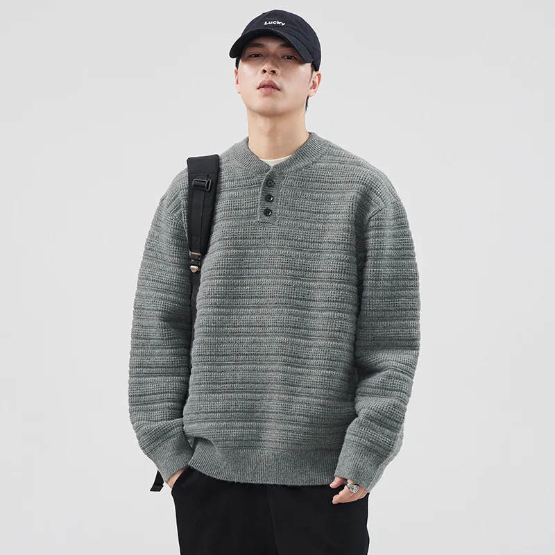 

Loose Men's Knitted Sweater Autumn Winter New Sle Japanese Retro Casual Overhead Woolen irt Versatile Casual Couple Model