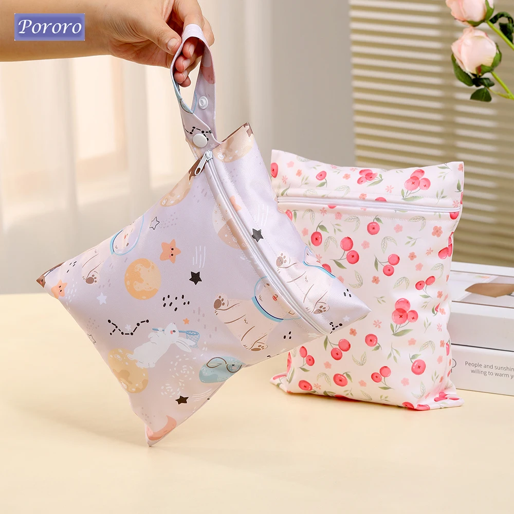 Pororo 1pc Mini Wet Bag Eco-friendly Portable Waterproof Snack Bag Washable Reusable Baby Diaper Bag 20 x 25cm