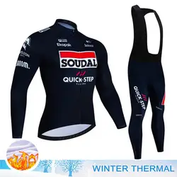 Jersey Cycling Thermal Man Pro Team 2023 Soudal Quick Step Road Bike Sports Set Fleece Tricuta Men's Complete Clothes Termal Bib