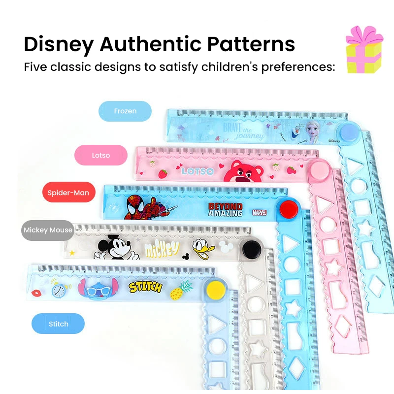 Disney Rotating Folding Ruler 30cm Student Supplies Math Measuring Rulers