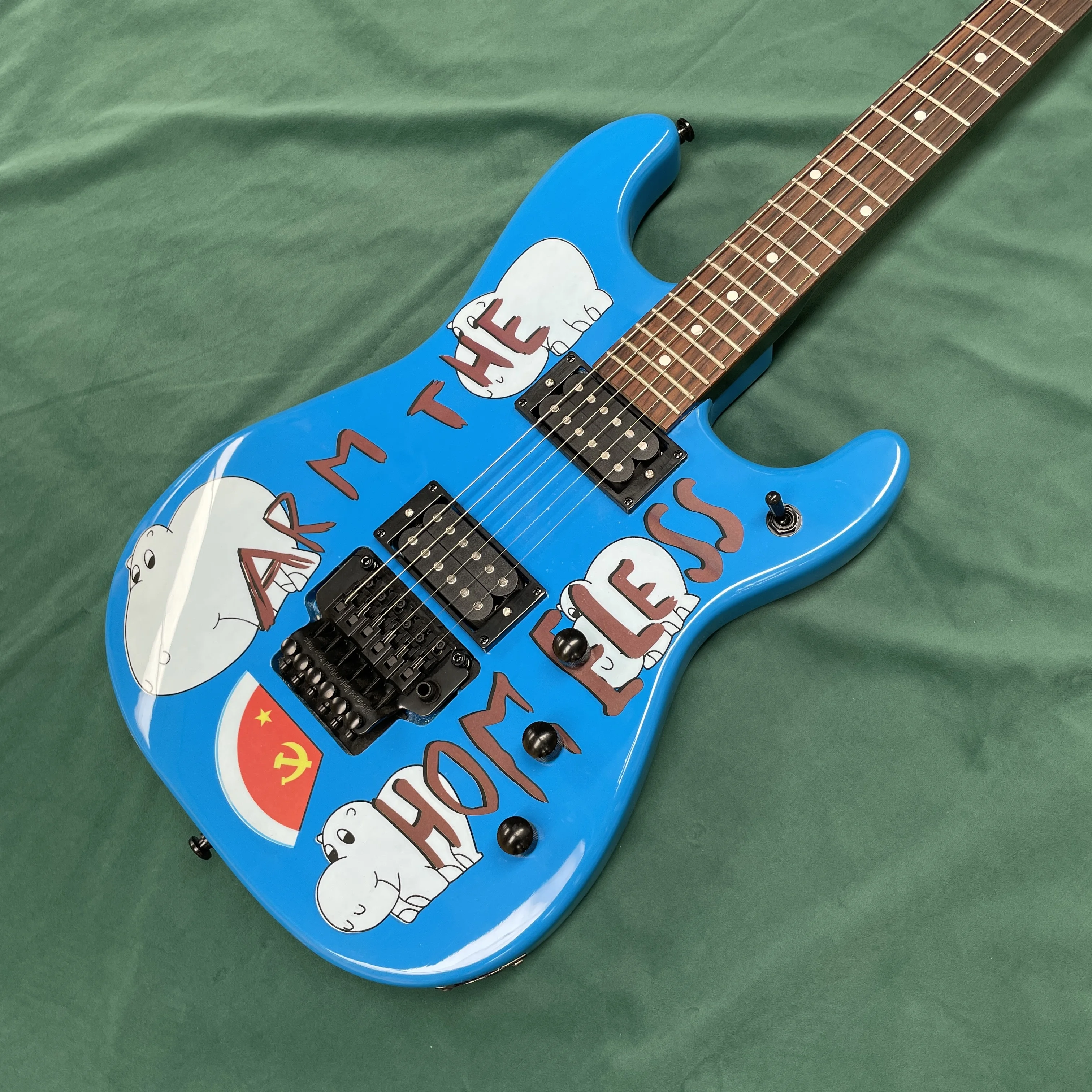 

Icy blue electric guitar,with humbucker pickups and a double-locking tremolo systemguitars, a rock collector's electric guitarra