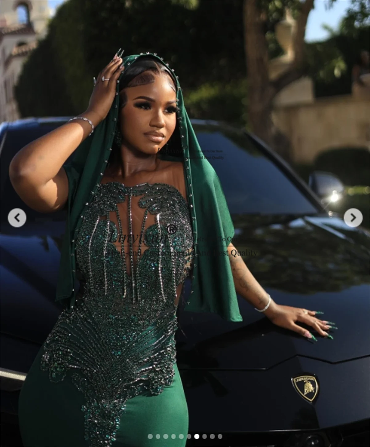 Luxe kralen strass galajurk voor zwart meisje op maat gemaakte zeemeermin bruiloft feestjurk elegante rechter trein robe de soiree