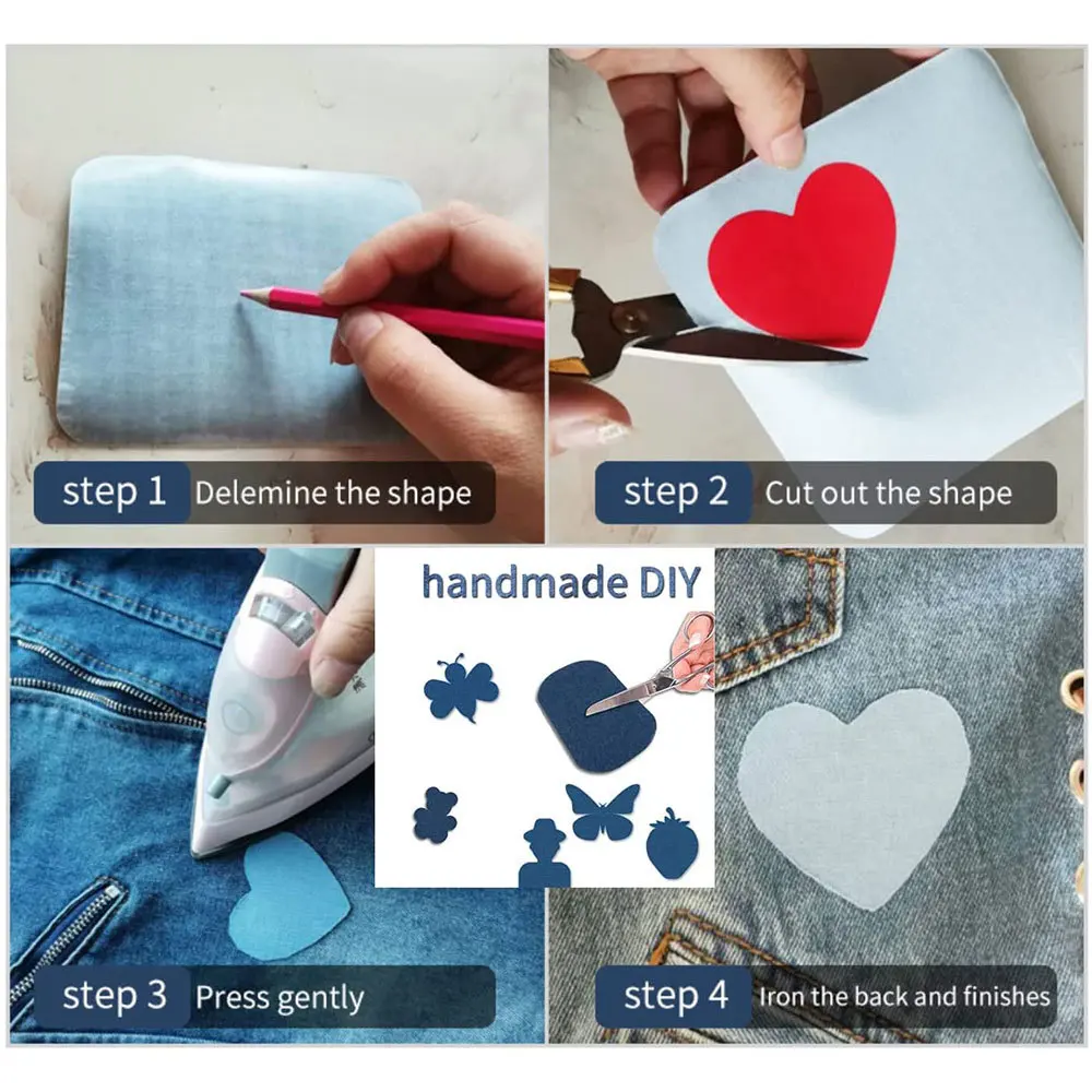 1PC Iron on Patches for Clothing Repair Denim Suede Patches for Jeans Mending Trousers Cotton Denim Fabric Patches Quick Fix DIY