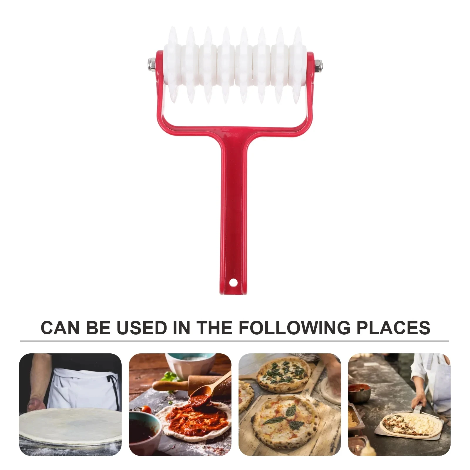 Stainless Steel Wheel Pizza Bread Needle Punchers, Roller Pie Pastry Dough Pitter, Durable Wooden Handle Bakeware Pizza Scissors