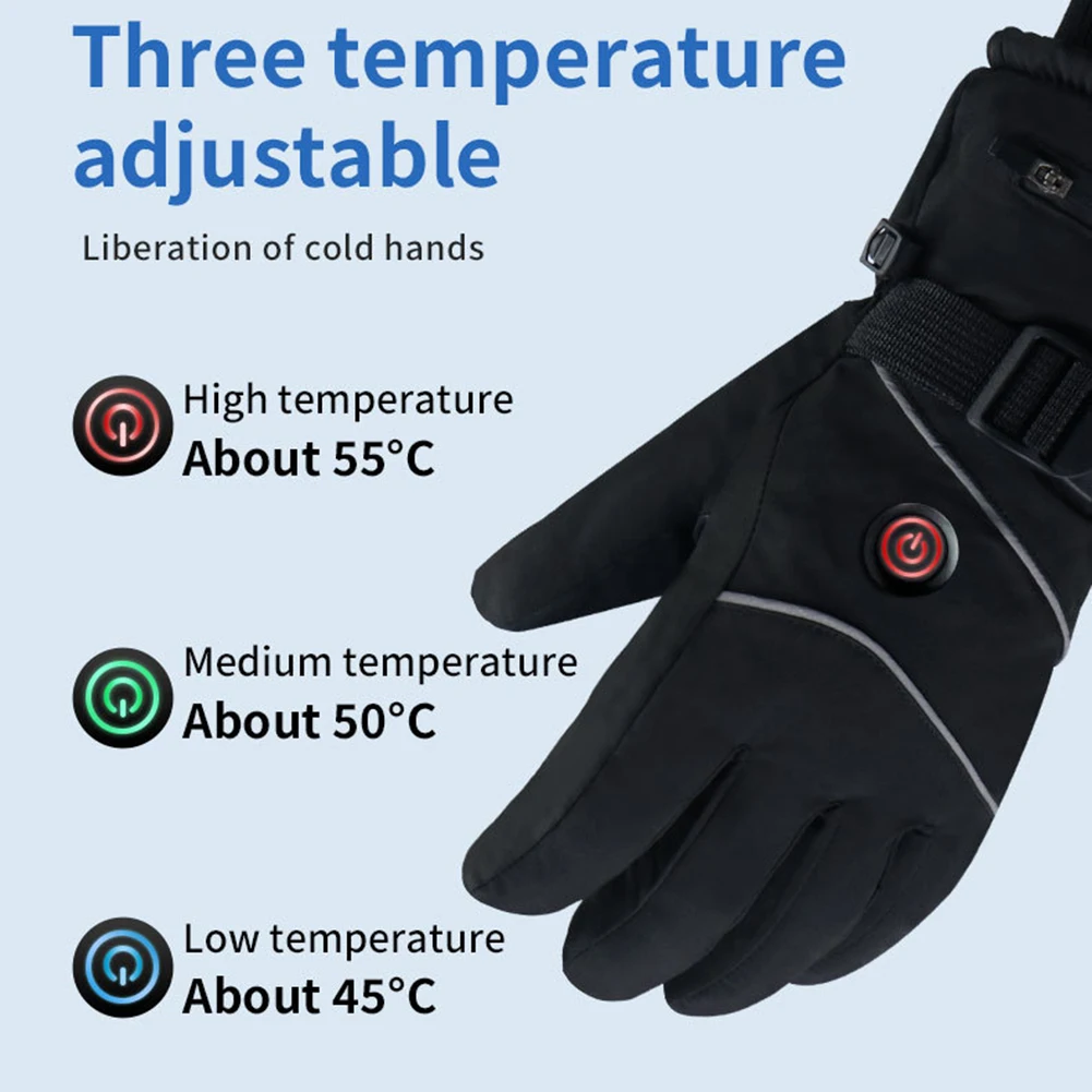 DC Rechargeable Winter Warm Electric Heated Gloves Waterproof Heated Gloves Heated Motorcycle Gloves Touch Screen for Women Men