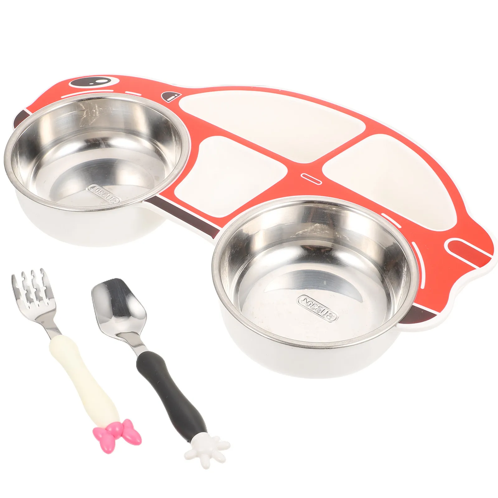 

1Set Kids Dinner Plate Set Cartoon-Style Divided Food Plate for Toddlers Bpa-Free Safe Non-Slip Base Easy Clean Dishwasher Safe