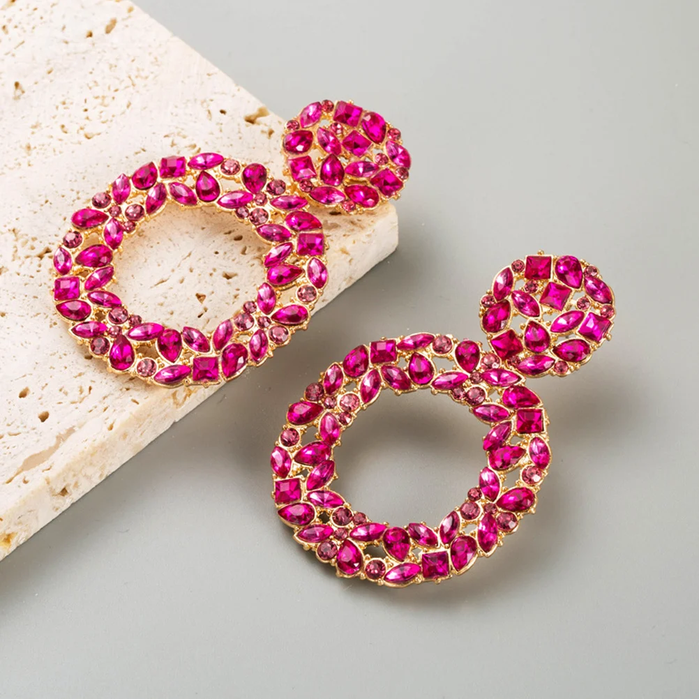 

1Pair Rhinestone Earrings Women Studs Decorative Chic Statement Jewelry for Wedding Birthday Daily Party Use Earrings