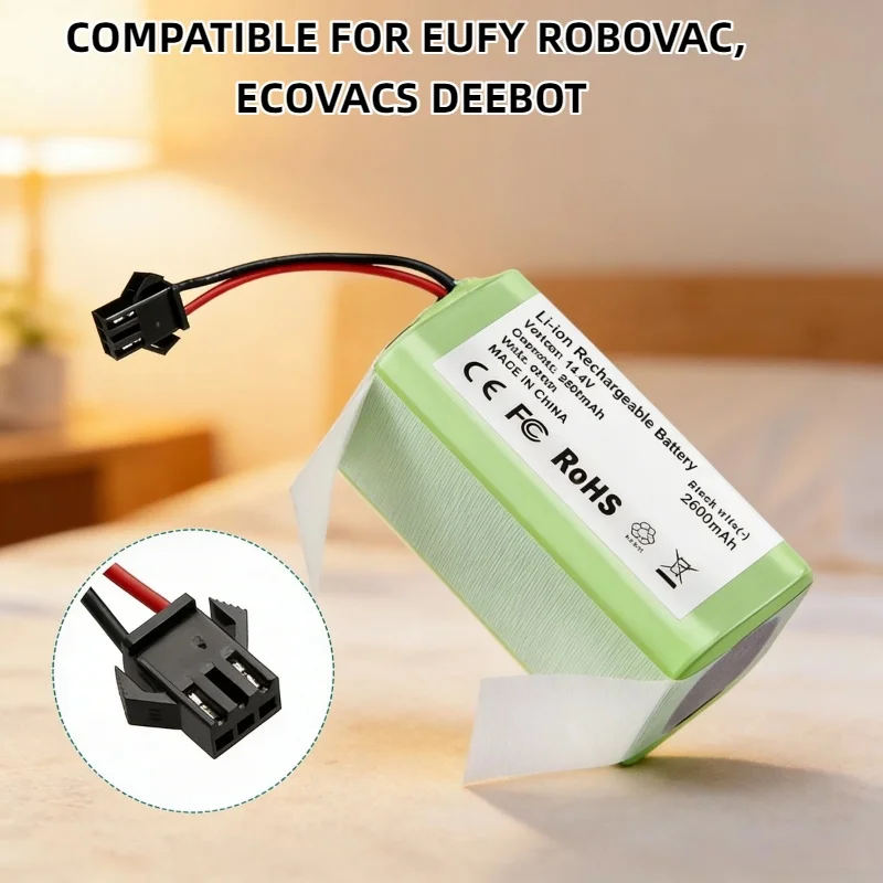 

Premium 14.4V 2600mAh Li-ion Rechargeable Battery for Deebot N79S N79 Tesvor X500 Robovac 11 Robot Vacuum Cleaner Replacement