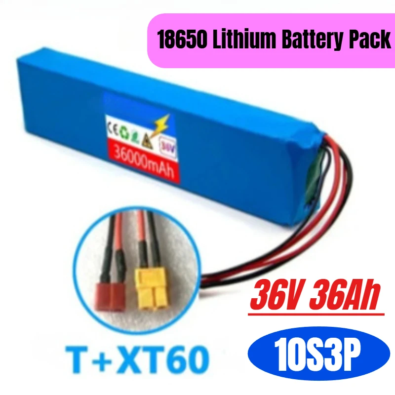 

10S3P 36V 36Ah 18650 Lithium Battery Pack Rechargeable 250W Bicycle Electric Skateboard