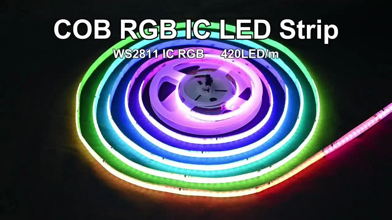 SPI COB LED Strip Light RGB+IC WS2811 Addressable 420LEDs/m Dream Color WS2812B High Density Flexible COB FCOB Led Lights RA90