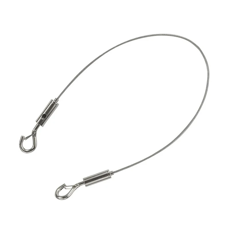 1pcs Adjustable Automatic Wire Sling Billboard Lamps Pendant Hook Stainless Steel Cable Spring Clasp 1m Clothesline Hanging Rope