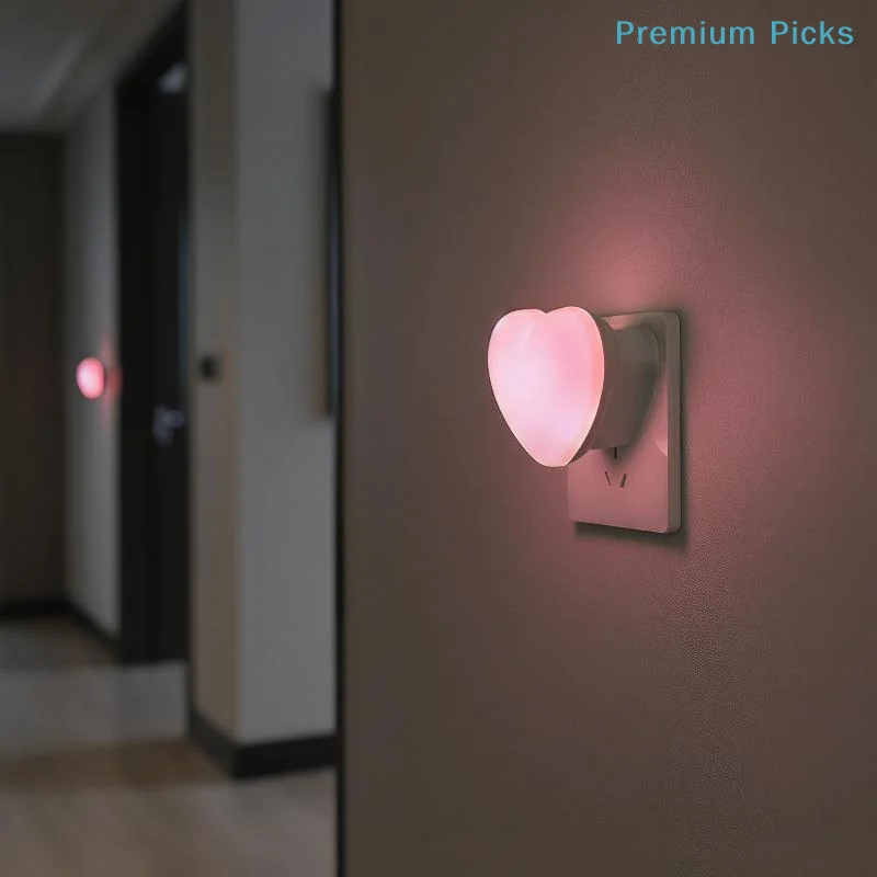 portableHeart Shaped LED Night Light with Intelligent Sensor for Effortless Nursery and Hallway Night Lighting