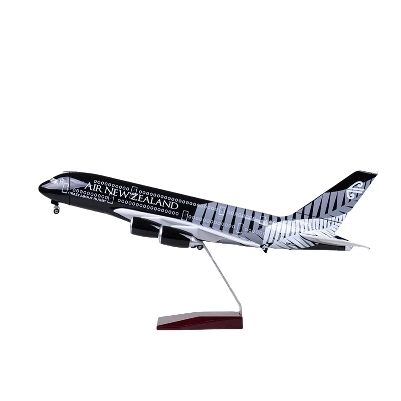 

45.5cm Airplane Model 1/160 Scale A380 New zealand Airline Aircraftwith Light & wheels Die-Cast Plastic Resin Model Collectible