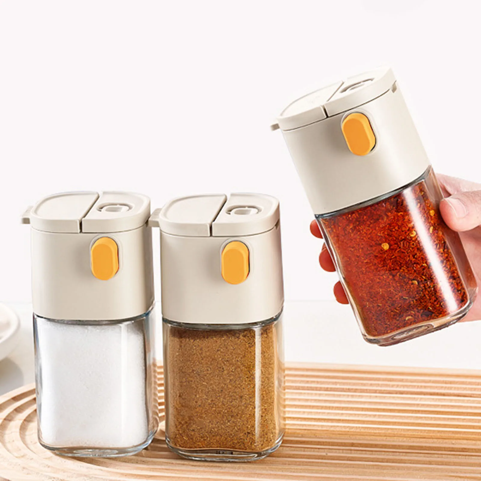 Salero cuantitativo de 2 uds., recipiente de sal con doble boquilla dispensadora de 180ml, botella de condimentos multiusos, tarro de condimentos de cocina