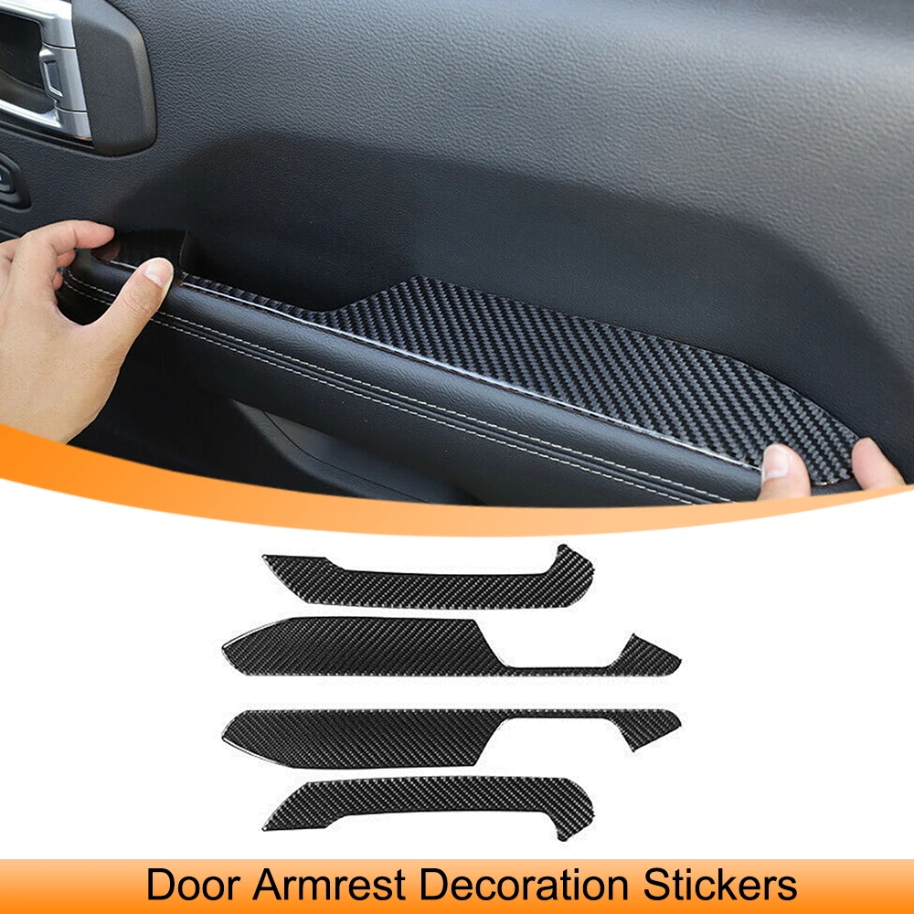 

Car Inner Door Armrest Handle Decoration Sticker Trim for Jeep Wrangler JL 2018-2023 4-Door Interior Accessory Real Carbon Fiber