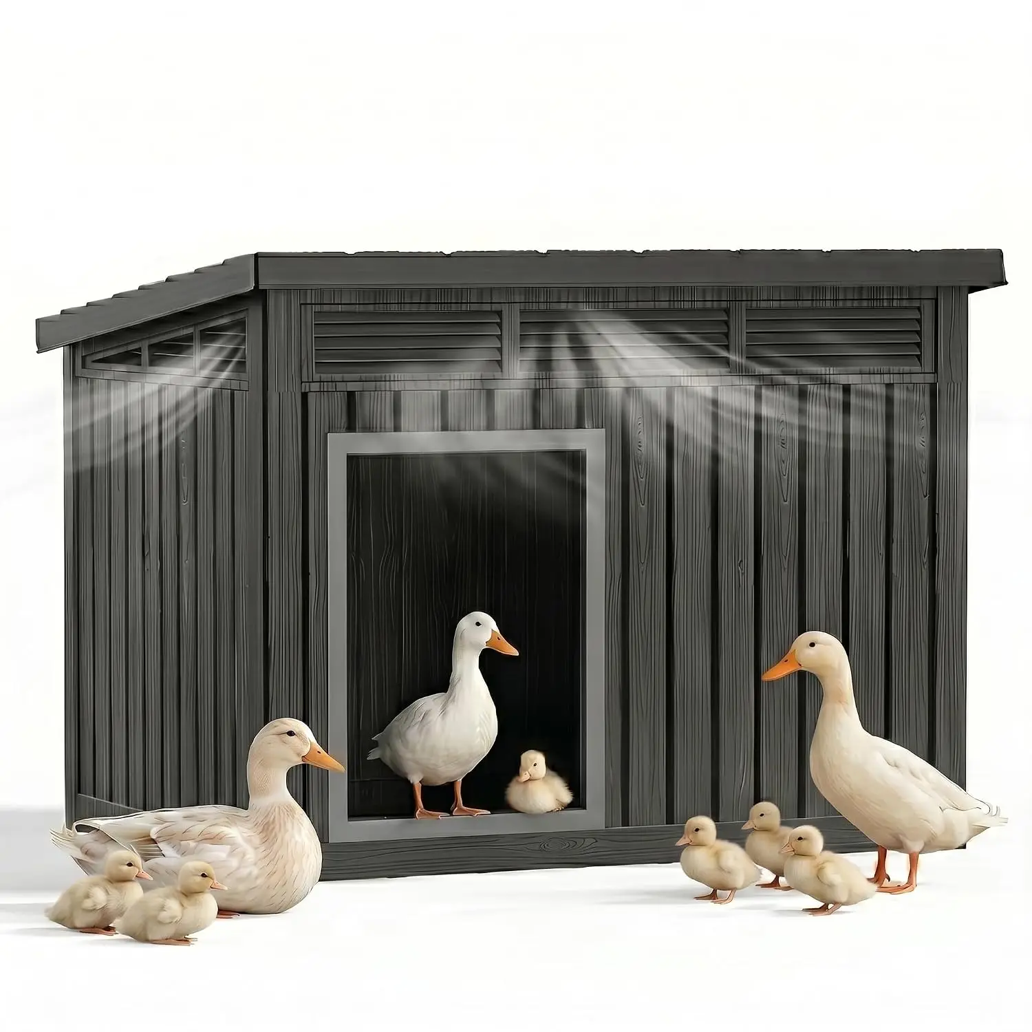 Resin Poultry Coop with Hydraulic Rod & Elevated Floor, Weatherproof Roof with Vents, Backyard Shelter for Chicken  Customized