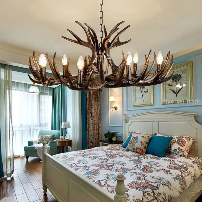 Imagem -03 - American Antler Chandelier For Dining Room Retro Nostálgico Black Deer Horn Lâmpadas Pingente Personalidade Criativa Luz Home Decor