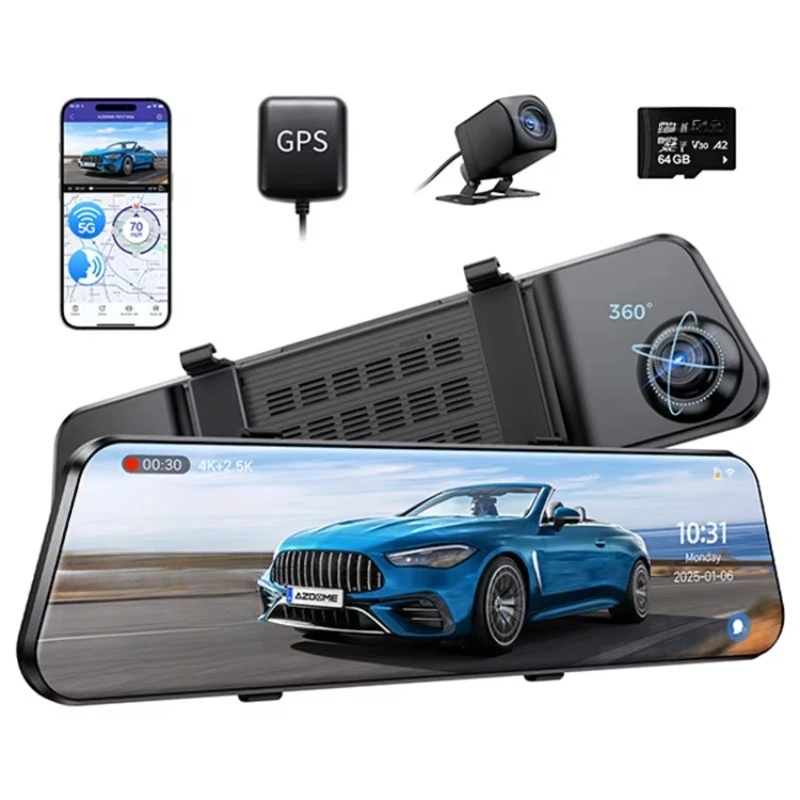 5G Wifi 4k Night Vision Dual Channel ADAS Smart Voice Control Built-in GPS Car Dvr 64GB Card  Car Black Box