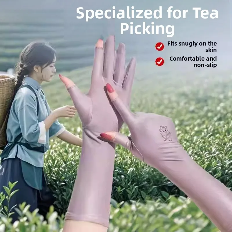 

Long Breathable Gloves for Tea Picking Women's Summer Work Gloves Sun Protection Gloves Thin Gloves for Riding And Driving