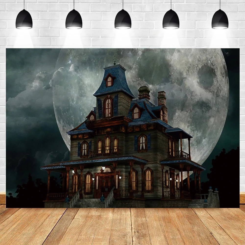 

Halloween Moon Night Backdrop Castle Kid Portrait Photography Background Photocall Photo Studio Photographic Photozone Decors