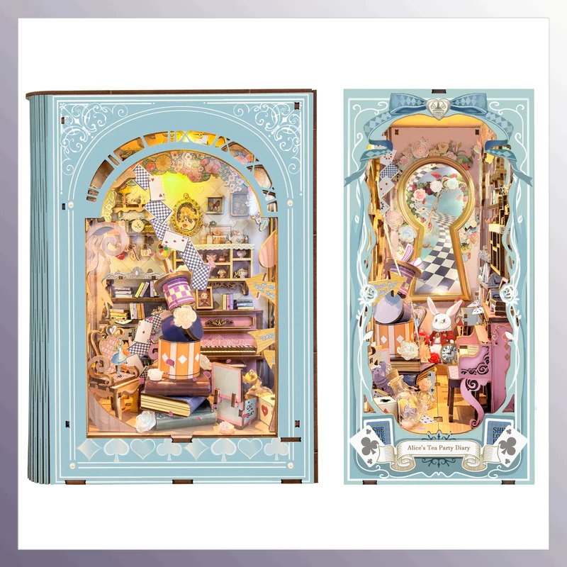 

Новый деревянный дневник принцессы для чаепития, книжный уголок, наборы вставок для полки, миниатюрный комплект модели, подставка для книг для друзей, подарки на день рождения