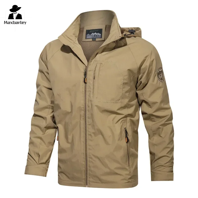 

Autumn Outdoor Men Cargo Jacket Hooded Windbreaker Coat Hiking Camping Fishing Climbing Male Clothing Breathable Cargo Jackets