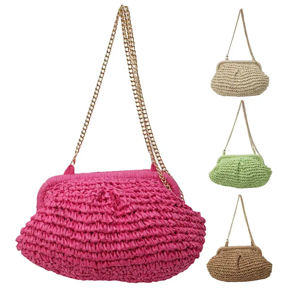 

Women Straw Clutch Purse Large Capacity Straw Crossbody Bag Detachable Strap Crochet Hobo Bag Ladies Summer Daily Bag