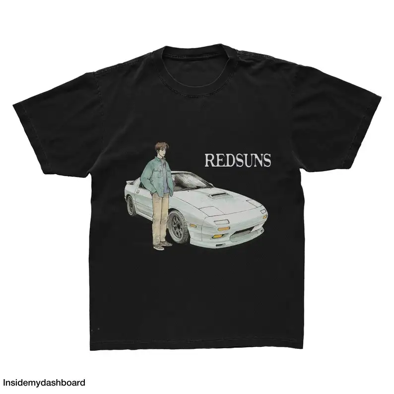 Initial D REDSUNS Ryosuke RX7-FC T-Shirt, FC3S, Rotary Engine, JDM Anime Drift Racing Tee