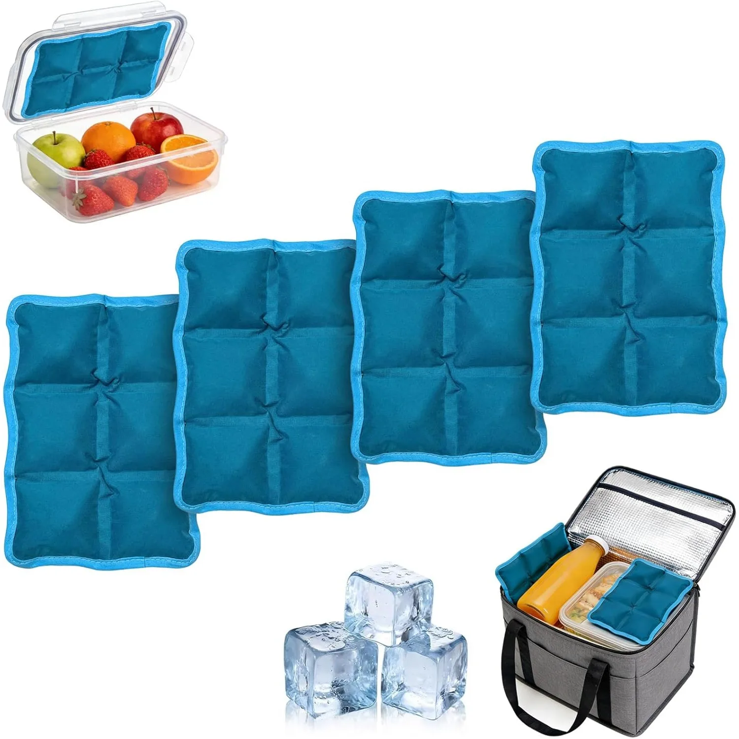 Lunchbox-Kühlpacks, langanhaltende Kältegelbeutel, wiederverwendbare, gefrierbare Eisgelpacks für Reisen, Wandern, Strand, Camping, Sport