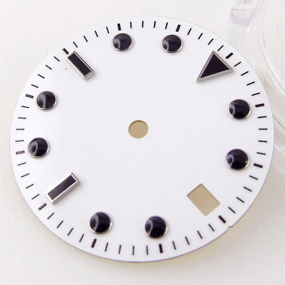 29 мм подходит для NH35/NH35A стерильный циферблат часов с окошком даты черный/белый циферблат часов