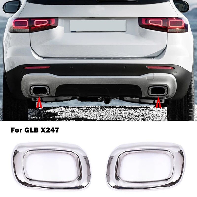 For Mercedes Benz GLB X247 W247 A 2478859900 A2478850001 Exhaust Pipe Cover Rear Bumper Chrome Chromium Trim Accessory