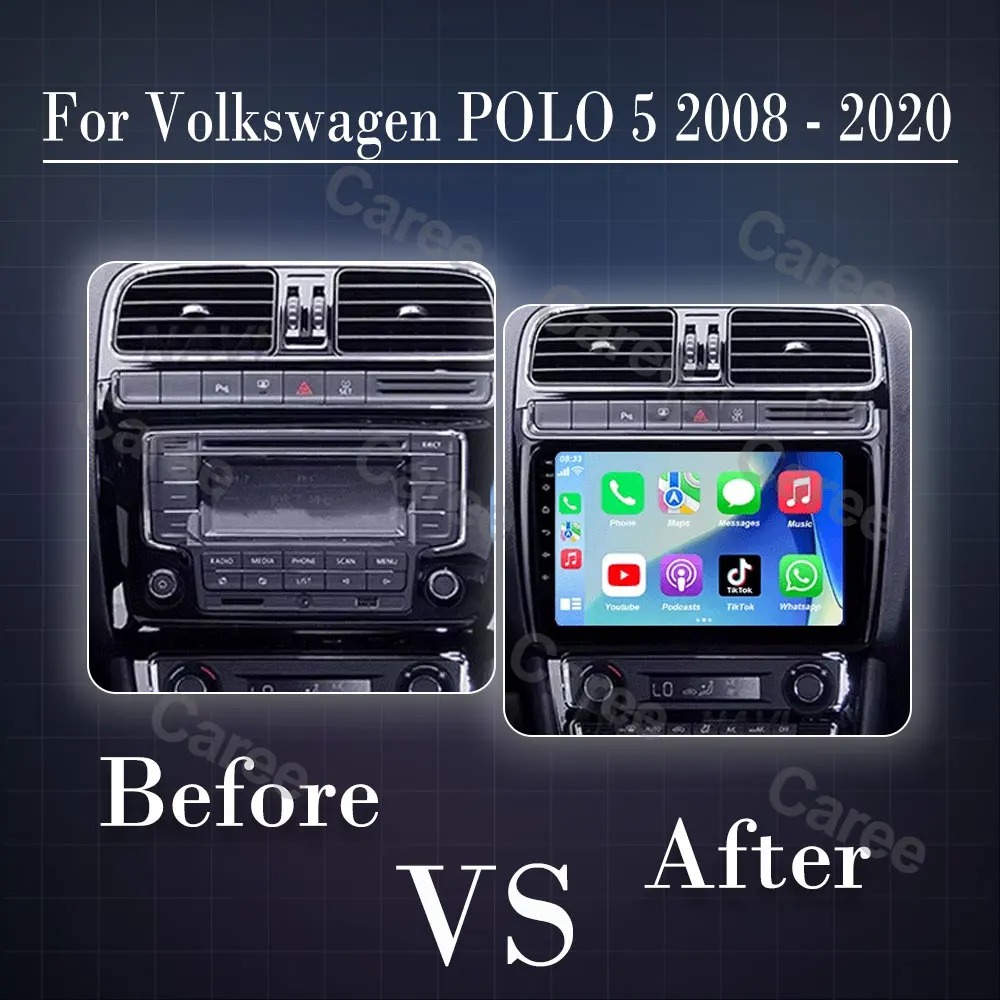 Car Radio Android 16 For Volkswagen VW polo 5 sedan 2008 - 2020 Multimedia Player Carplay Stereo GPS DVD Head Unit 4G Wifi QLED