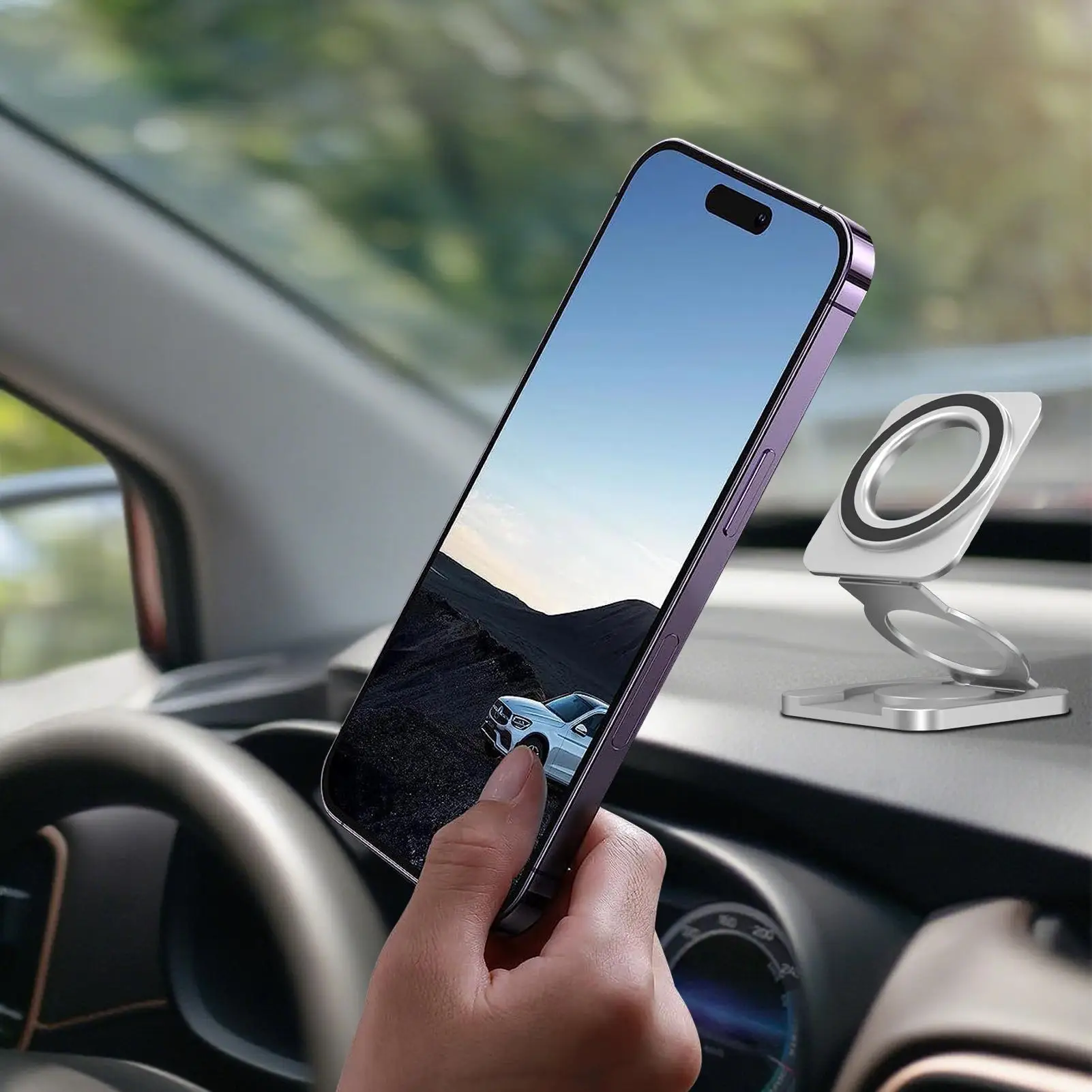 

Magnet Phone Stand Phone Holder For Desk Foldable 180Degree Rotation Anti-Slip Portable Bracket Grip For Truck Gym Selfie Desk