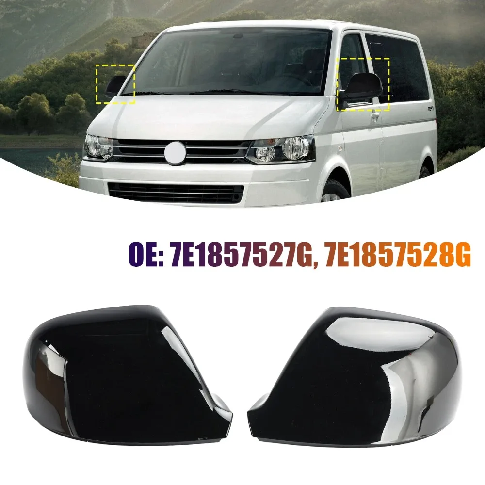 

For VW Transporter T5 T5.1 T6 Left Right Rearview Mirror Housing Side Door Mirror Cover 7E1857527F 7E1857527G Bright Black