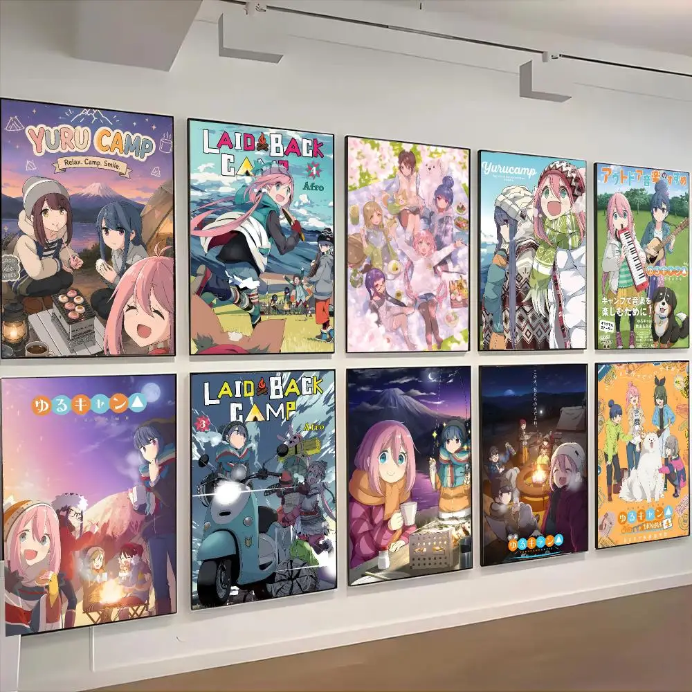 Laid-Back Camp Anime Slice Of Life Poster Self-adhesive Advanced Aesthetic Printing Paper Wall Art for Living Room Home Decor