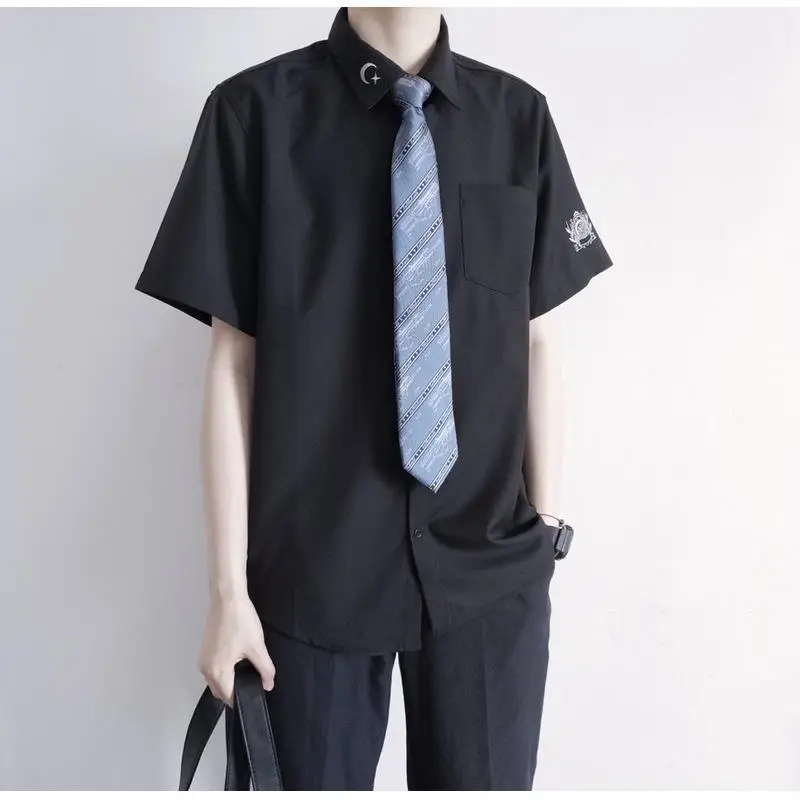 Sommer original japanische weiße Stickerei dk Kurzarmhemd Männer High School Uniform jk Uniform Top Schul kleidung plus Größe